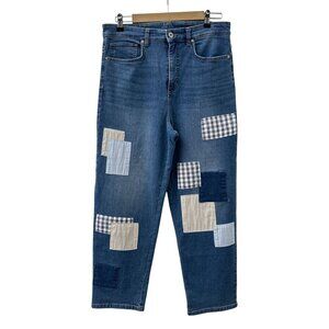 Style & Co. Straight Leg Patchwork Relaxed Denim Jeans Mid-Wash Pockets Women 10